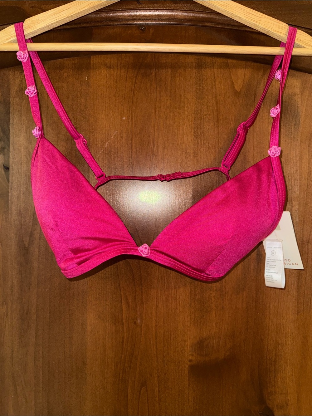 Women’s Hot Pink Triangle Bralette with Floral Accents